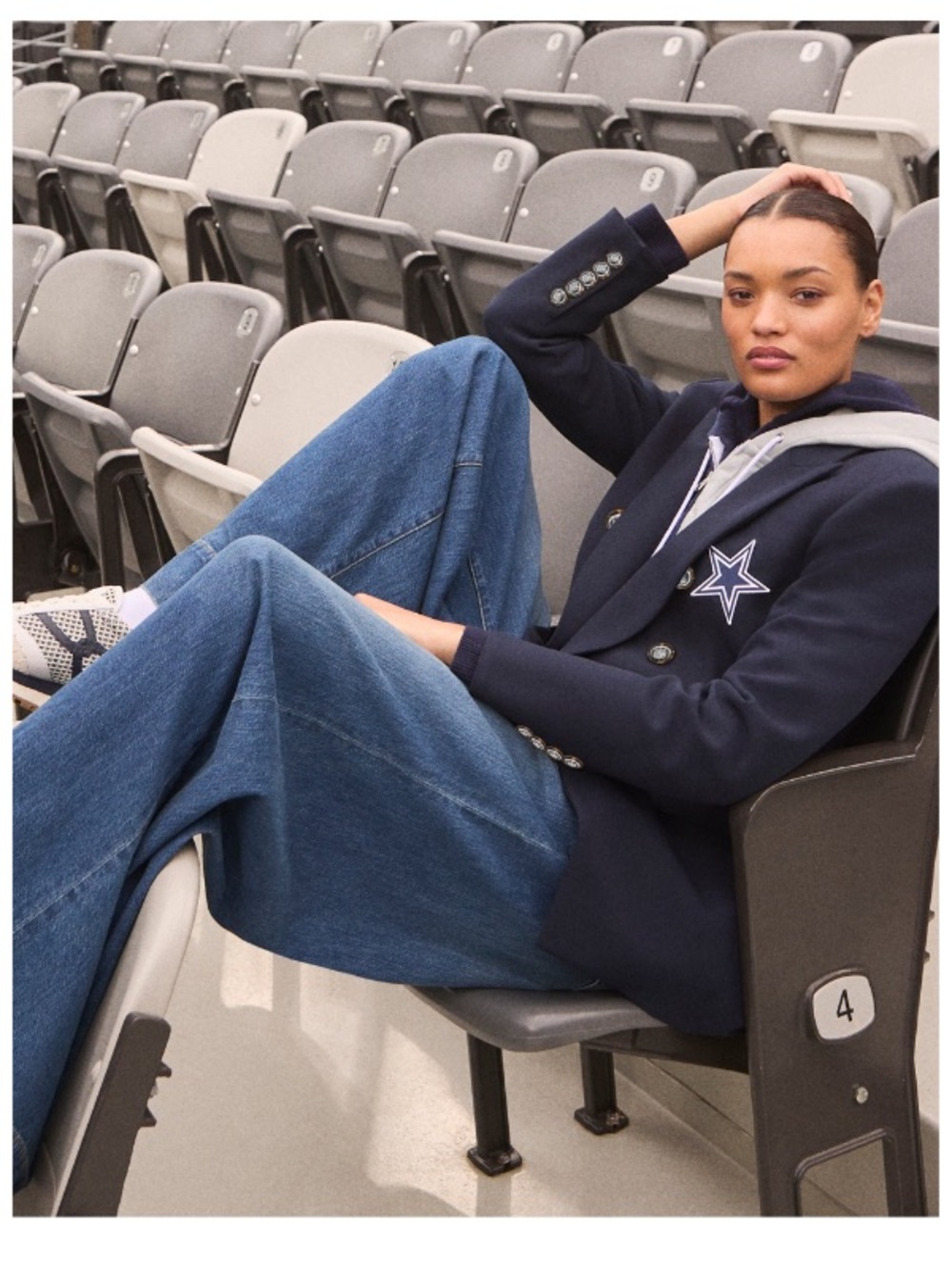 Veronica Beard Navy Double-Breasted Blazer with Hood Dallas Cowboys NFL - Picture 11 of 13